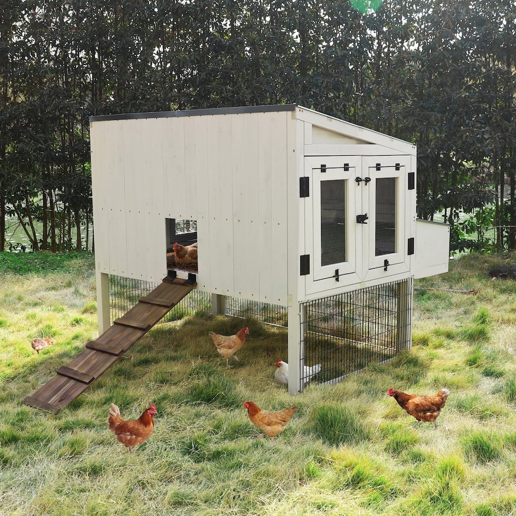 VEIKOUS 5 ft. x 6 ft. Large Cedar Wooden Chicken Coop with 4 Nesting Boxes & 3 Roosting Bars