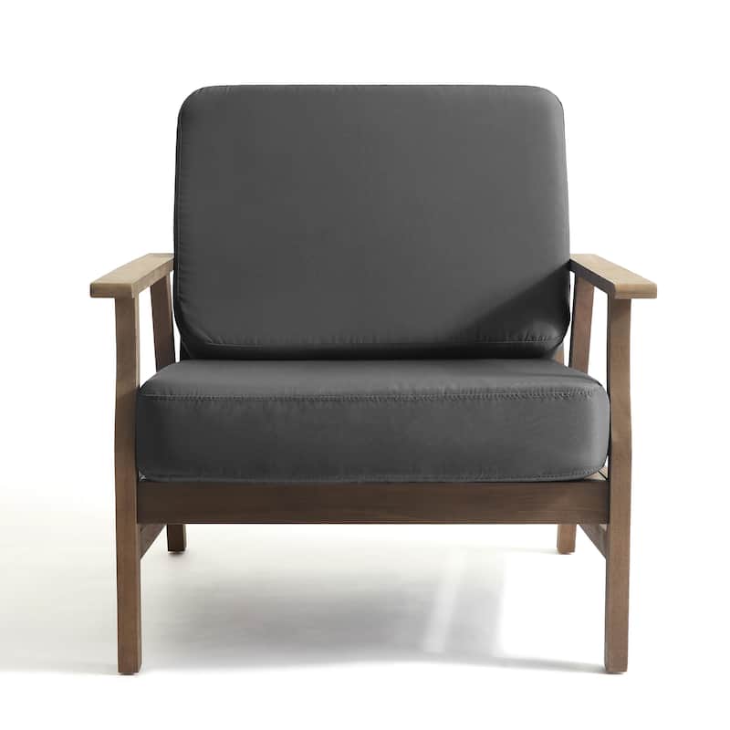 3-Piece Outdoor Patio Wood 2 Set Cushioned Armchair with Side Table