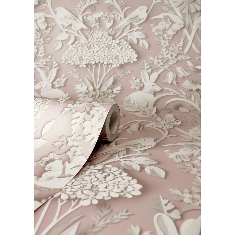 Fine Decor Fae Light Pink Woodland Wallpaper
