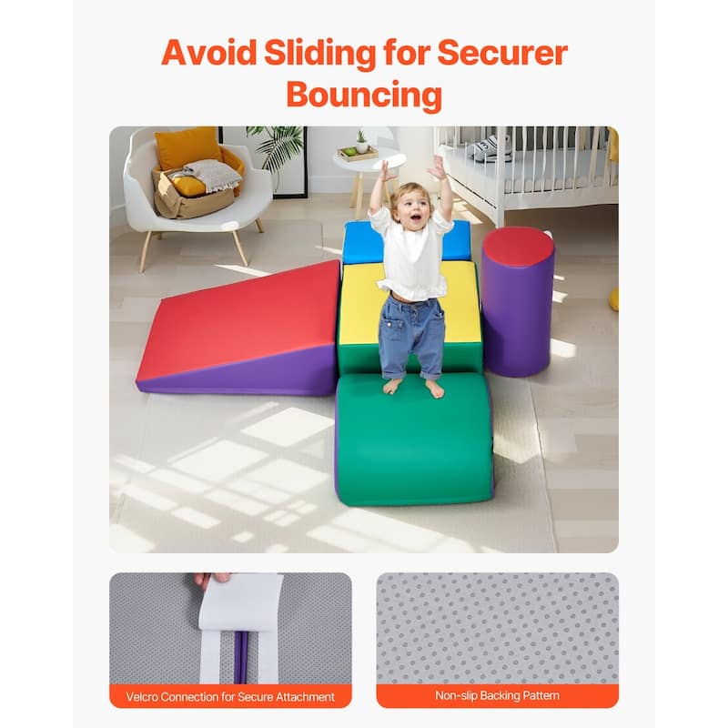 5-Piece Set Multi Color PU Leather 5-Piece Foam Climbing Blocks Set for Kids and Safe - Multi Color - N/A
