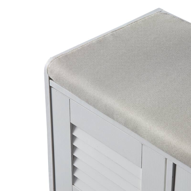 Anmytek Entryway Storage Bench with Cushion Shoe Organizer Seat for Small Spaces Modern White