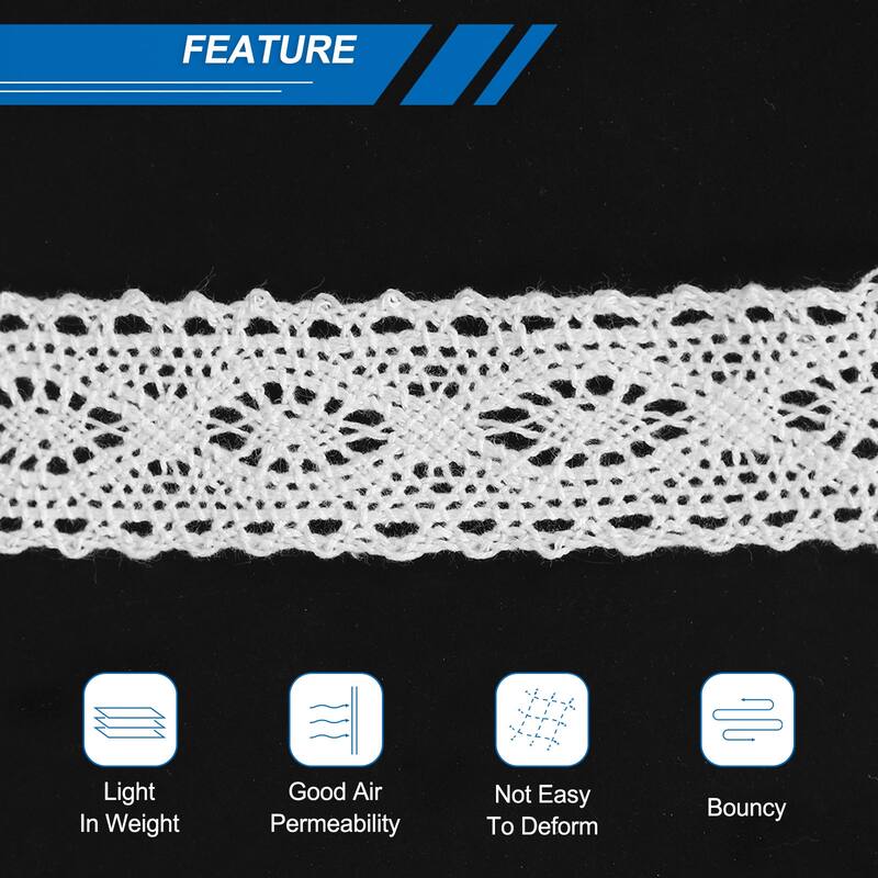 White 1 Inch Wide Cotton Lace Ribbon Lace Trim