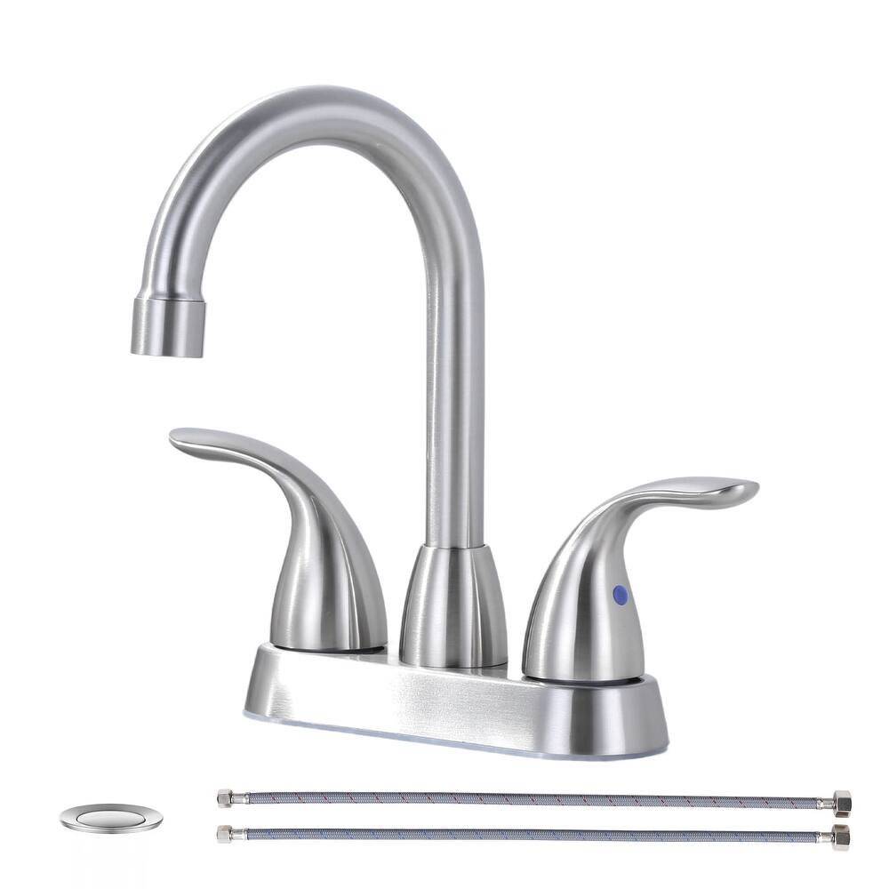 WOWOW 4 in. Centerset Double Handle High Arc Bathroom Faucet