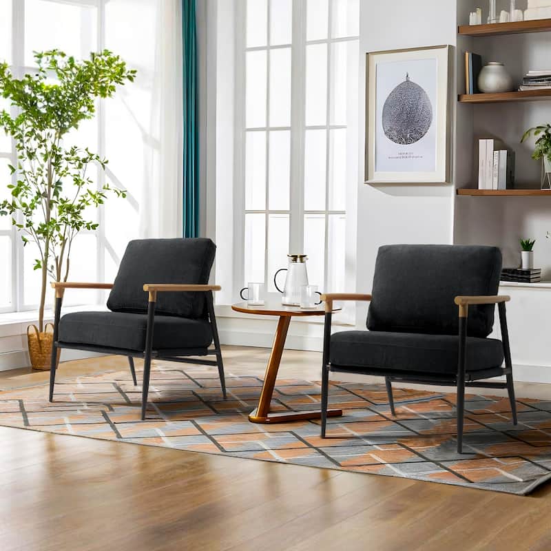 Modern Industrial Metal Frame Upholstered Accent Chair Armchair