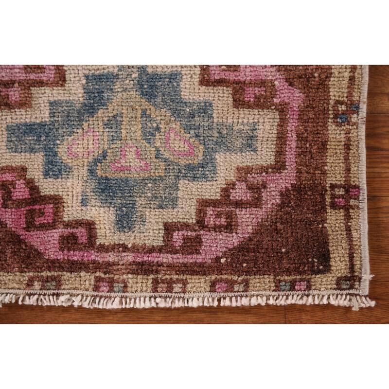 Hand Knotted Oriental 100% Wool Carpet Transitional Tribal Brown Anatolian Area Rug - 2' 9'' X 1' 6''