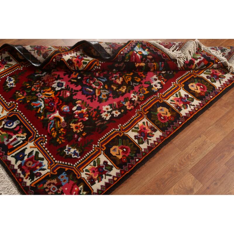 Hand Knotted Oriental 100% Wool Carpet Traditional Floral Pink Bakhtiari Area Rug - 4' 10'' X 3' 6''