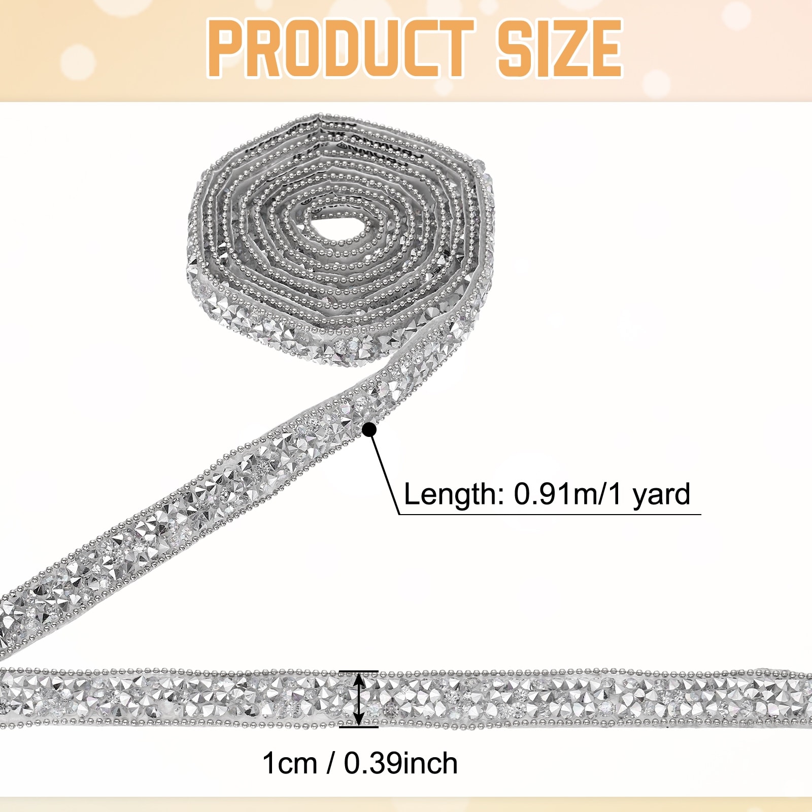 Crystal Rhinestone Ribbon, Self Adhesive Ribbon Strips Bling Artificial Gem Stone Beaded