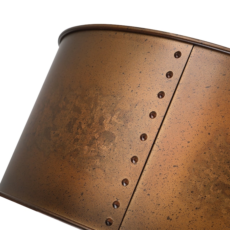 Artisan 3-Light Antique Bronze Drum Semi-Flush Mount Ceiling Light - 16 in. W