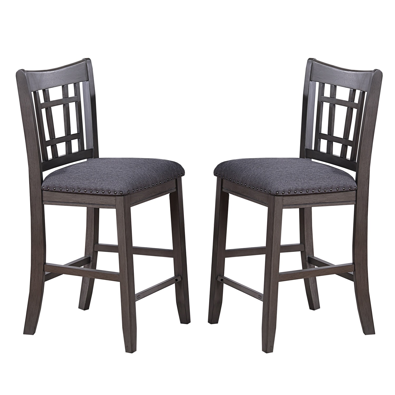Set of 2 Upholstered Dining Chairs with Open Square Back in Grey