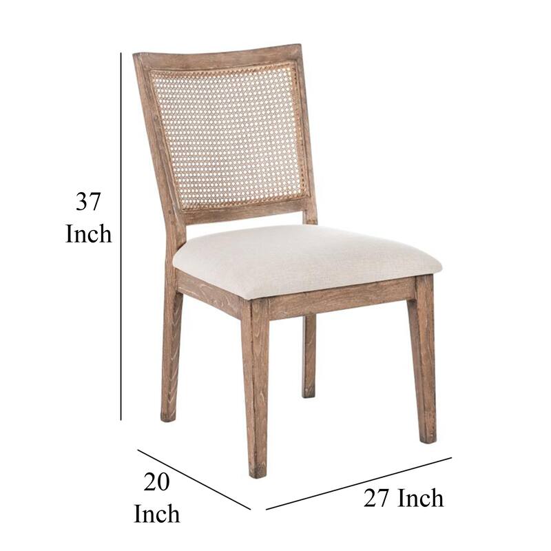 Mary Dining Side Chair Set of 2, White, Classic Natural Elm Wood