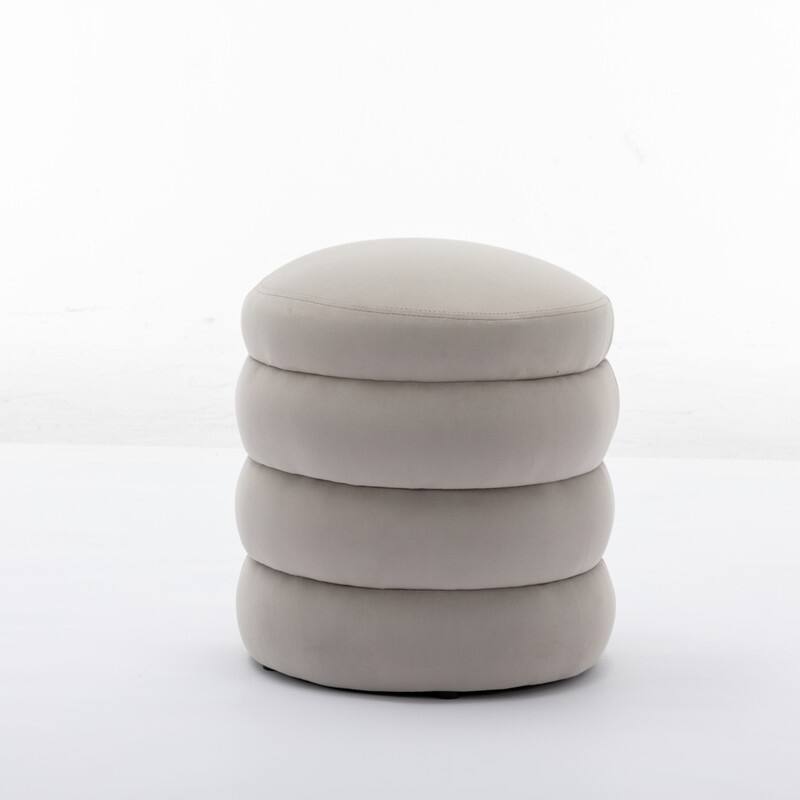 Soft Velvet Round Ottoman Footrest Stool