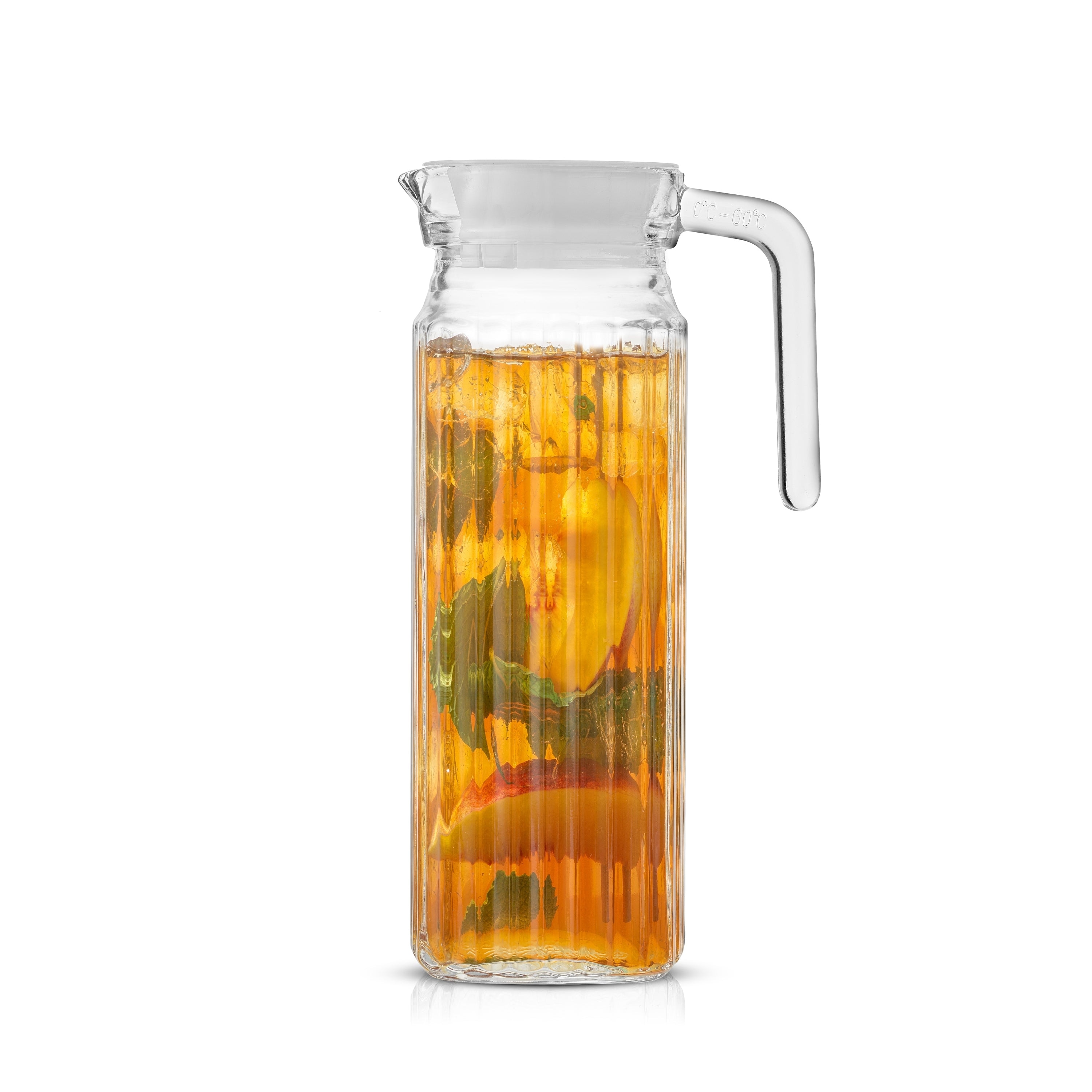 JoyJolt Beverage Serveware Glass Pitcher with Handle & 2 Lids