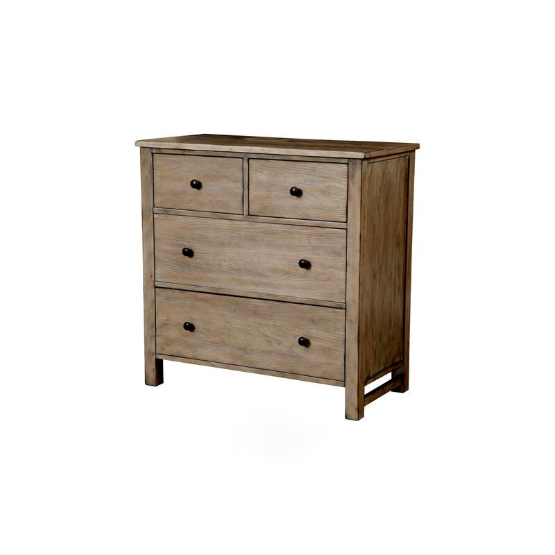 Origins by Alpine Classic Wood Small 4 Drawer Accent Chest in Gray