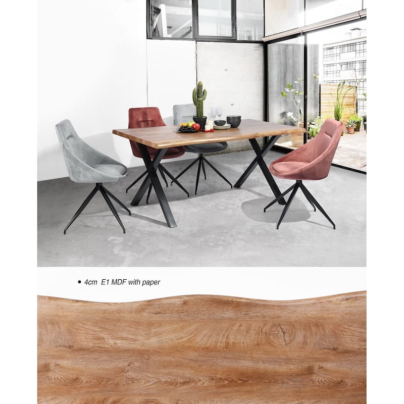Homy Casa 63" Modern Dining Table, Unique Wavy Edge Top Office