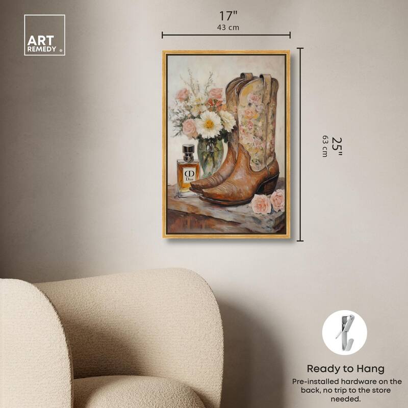 Delicate Floral Boots Canvas by Art Remedy