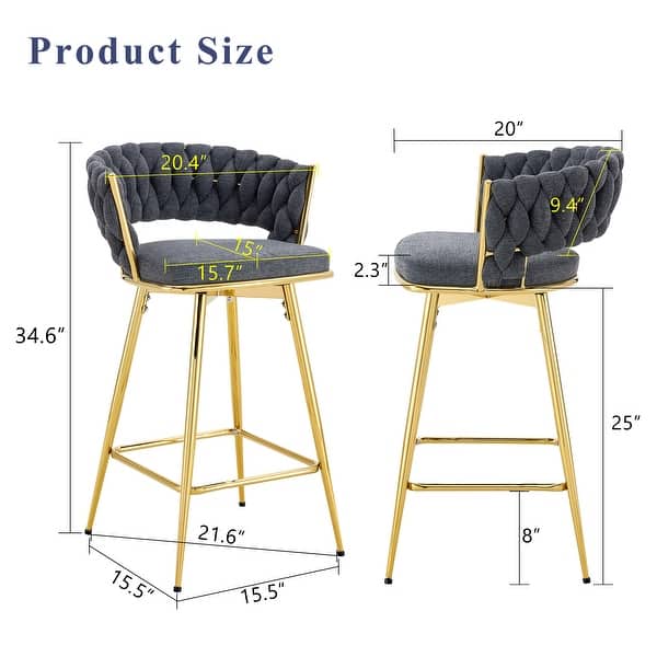 Swivel Bar Stools with Cushions, Counter Stools with Metal Legs