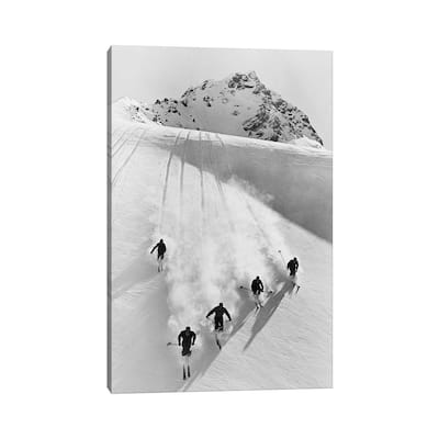 iCanvas "1920s-30s Five Anonymous Men Skiing Down Snow Covered Alps Switzerland" by Vintage Images Canvas Print