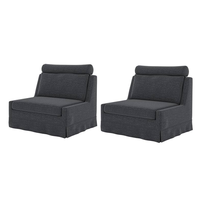 Flo Modern 45" W Oversized Slipcovered Accent Chair with Wheels and Ottoman Set of 2 by HULALA HOME