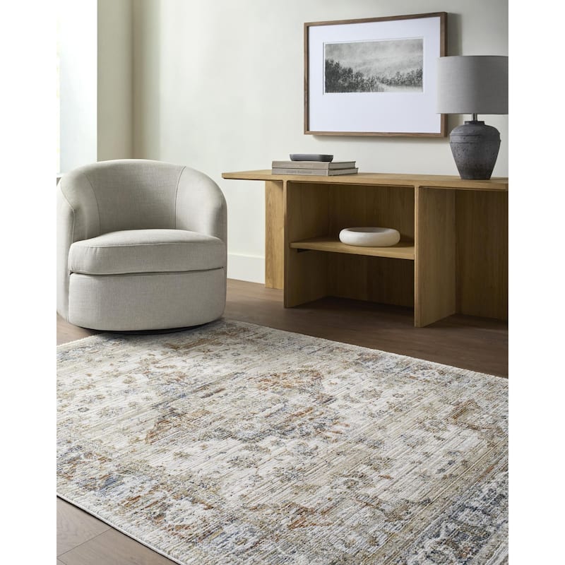 Livabliss Edmonton Traditional Area Rug - Tan/Cream - 5'3" x 7'
