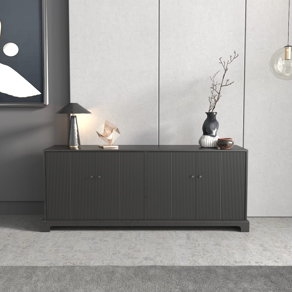 Modern 66" Entertainment Center with Storage Cabinets, TV stand for TV up to 40"-60", Media Console Table