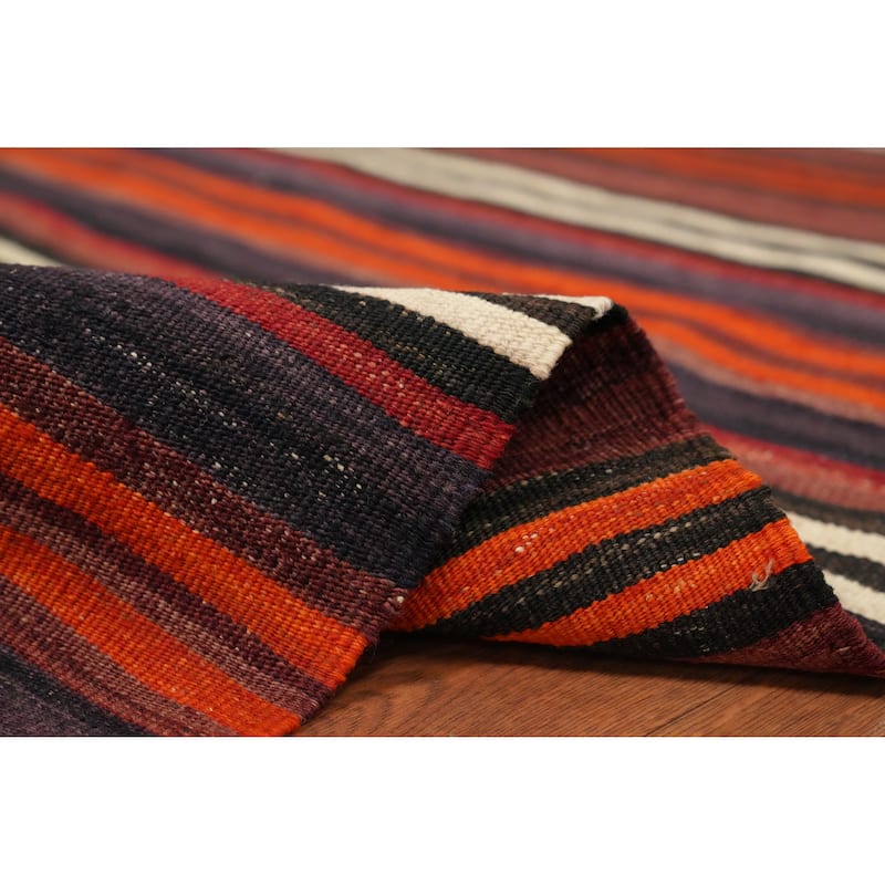 Hand Woven Oriental 100% Wool Carpet Southwestern Geometric Multi-Colored Kilim Area Rug - 9' 3'' X 4' 8''