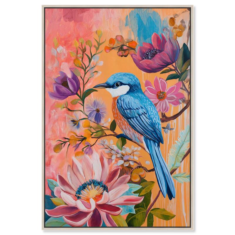 Spring Bird Canvas by Art Remedy - 20" x 30" - Silver