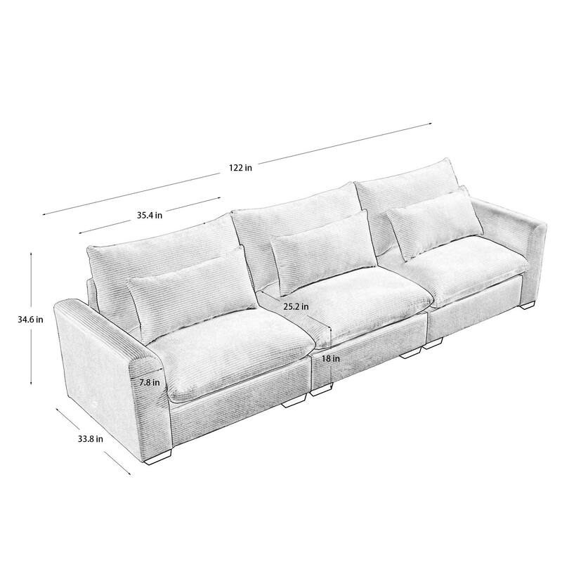 GDFStudio- Mark Corduroy Three-Seater Sofa