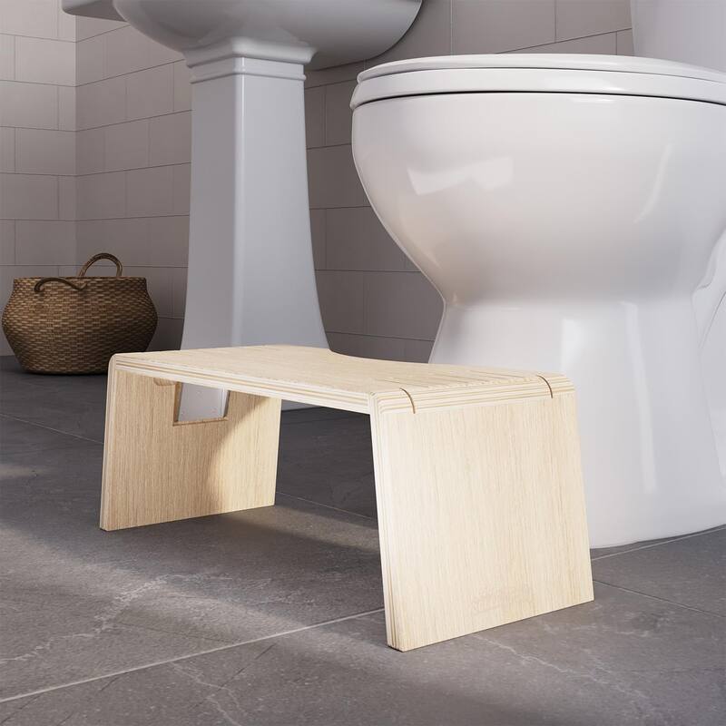 Squatty Potty Oslo Oak Folding Toilet Stool, Compact Stylish and Space-Saving Design for Better Bathroom Posture