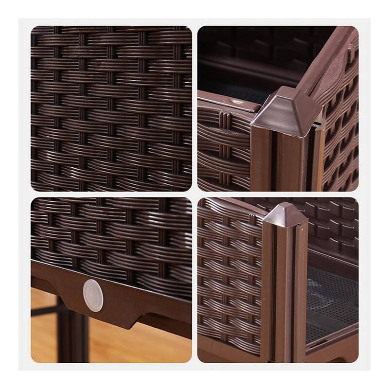 HomeRoots 32" X 16" Dark Brown Heavy Duty Plastic Rectangular Self Watering Planter Box