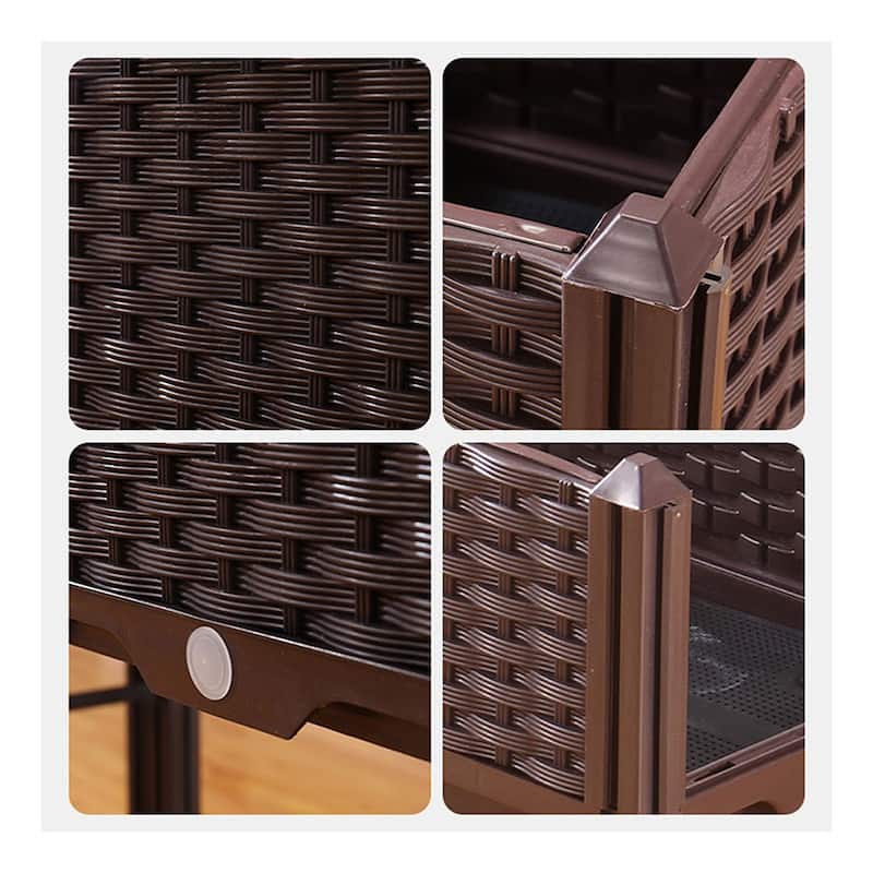 HomeRoots 47" X 16" Dark Brown Heavy Duty Plastic Rectangular Self Watering Planter Box