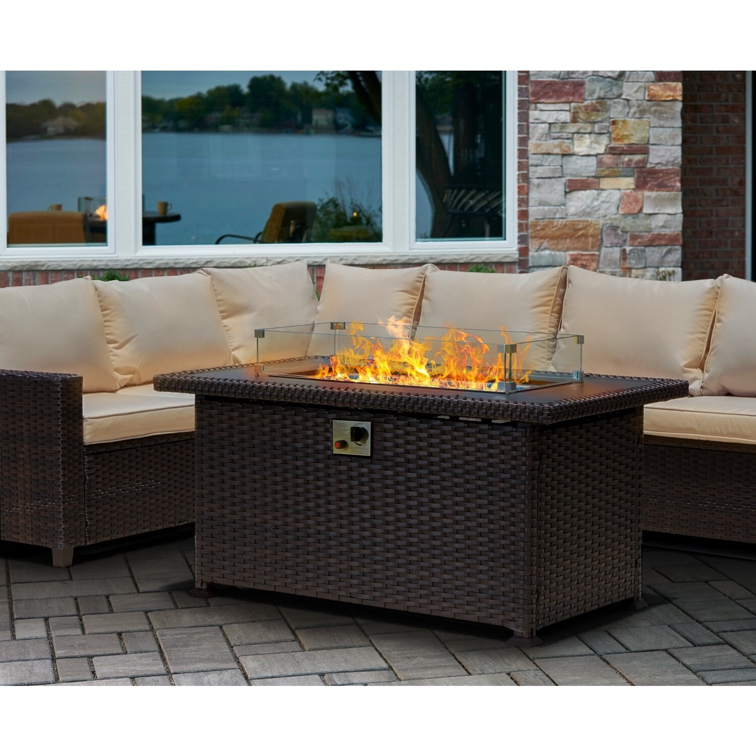 EROMMY Propane Fire Pit Table, 50,000 BTU Staninless Steel Gas Fire Pit