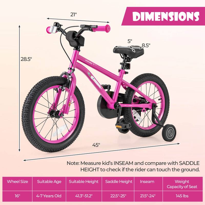 Costway 14/16/18-Inch Kid’s Bike for 4-7 Years Old with Adjustable - See Details