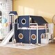 preview thumbnail 7 of 9, Full Size Loft Bed with Slide, Tent and Tower Blue