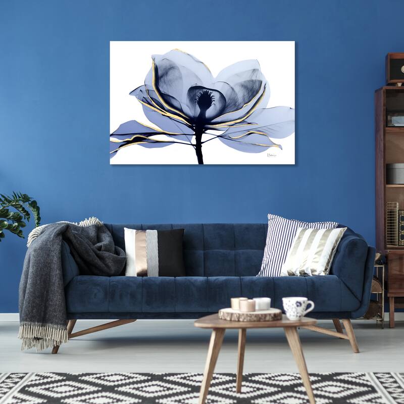 "Golden Midnight 2" Frameless Free Floating Tempered Glass Panel Graphic Wall Art