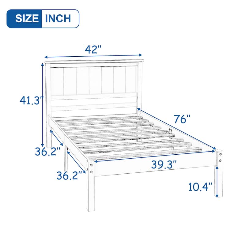 Platform Bed Frame with Headboard Wood Slat Support