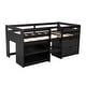 preview thumbnail 21 of 46, Wood Twin Loft Bed with 2 Shelves & 2 drawers for Bedroom(Antique Gray)