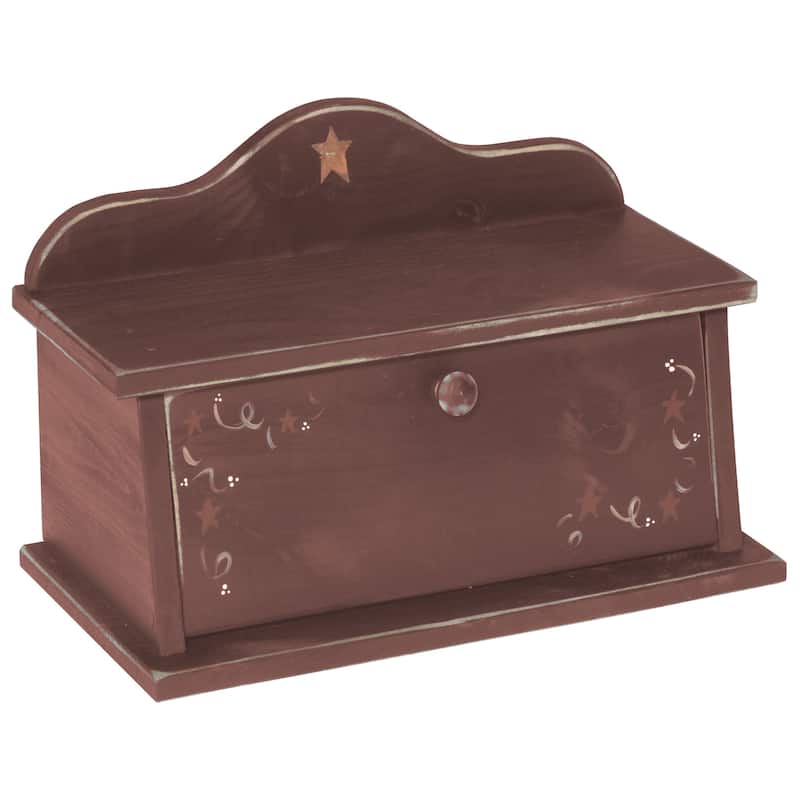Handcrafted Amish Pine Bread Box - Burgundy