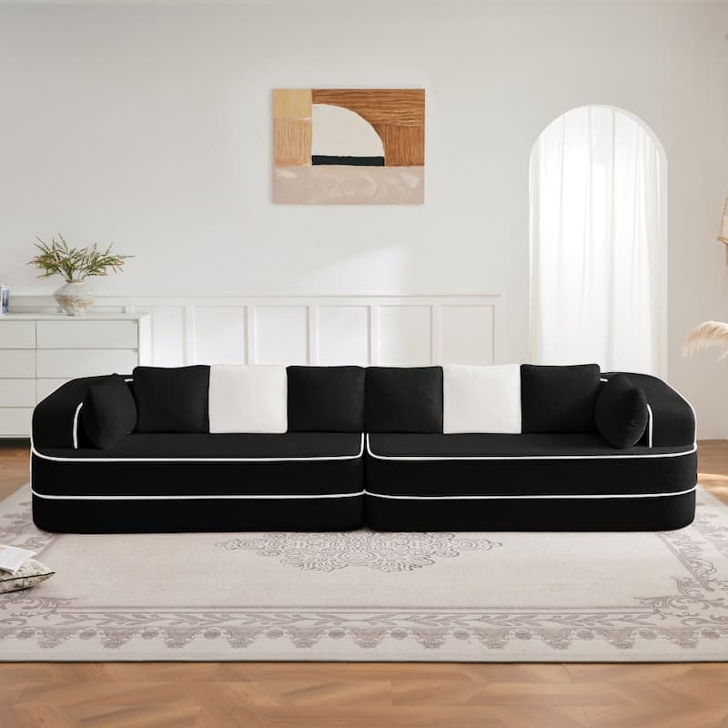 4-Seat Teddy Modular Boneless Sectional Sofa with Non-Slip Bottom for Living Room