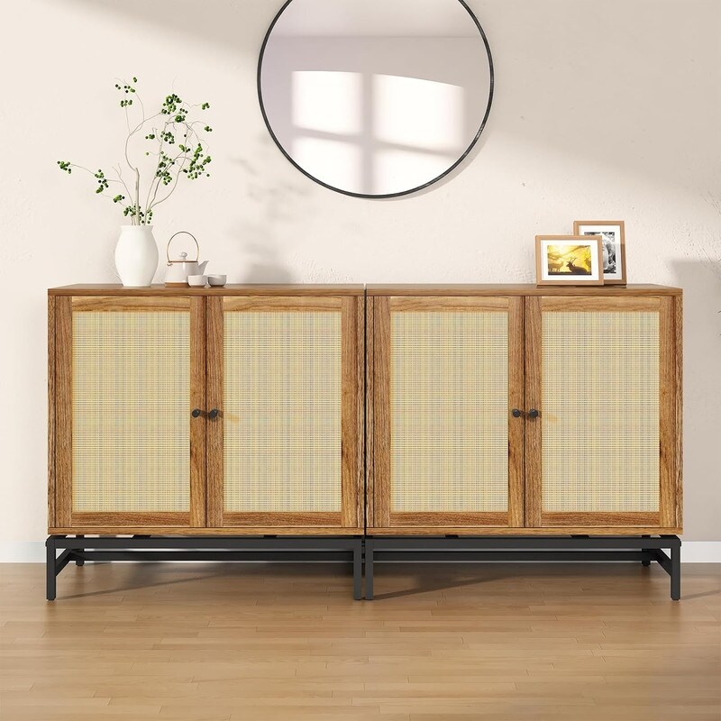 Eureka Accent Storage Cabinet Boho Farmhouse Rattan Sideboard