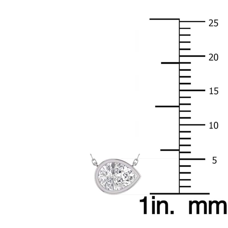 Marquee Lab Grown 3/4 Carat Pear Shaped Bezel Set Diamond Solitaire Pendant in 14K White Gold