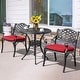preview thumbnail 2 of 25, Nuu Garden Outdoor 2-Person Cast Aluminum Bistro Set with Cushions