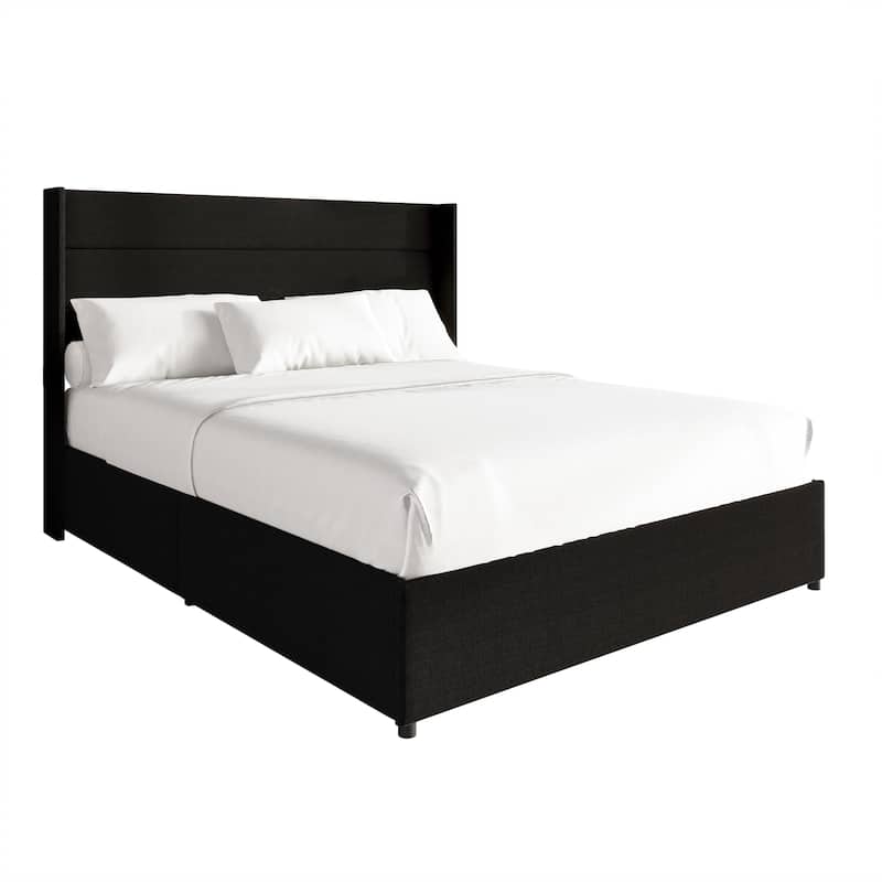 CraftPorch Modern Wingback Platform Lift Up Storage Bed