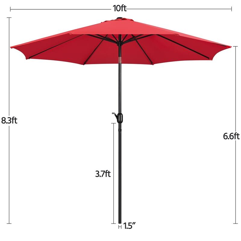 Yaheetech 10FT Patio Umbrella Outdoor Umbrella for Garden, Deck, Backyard, Pool, Beach