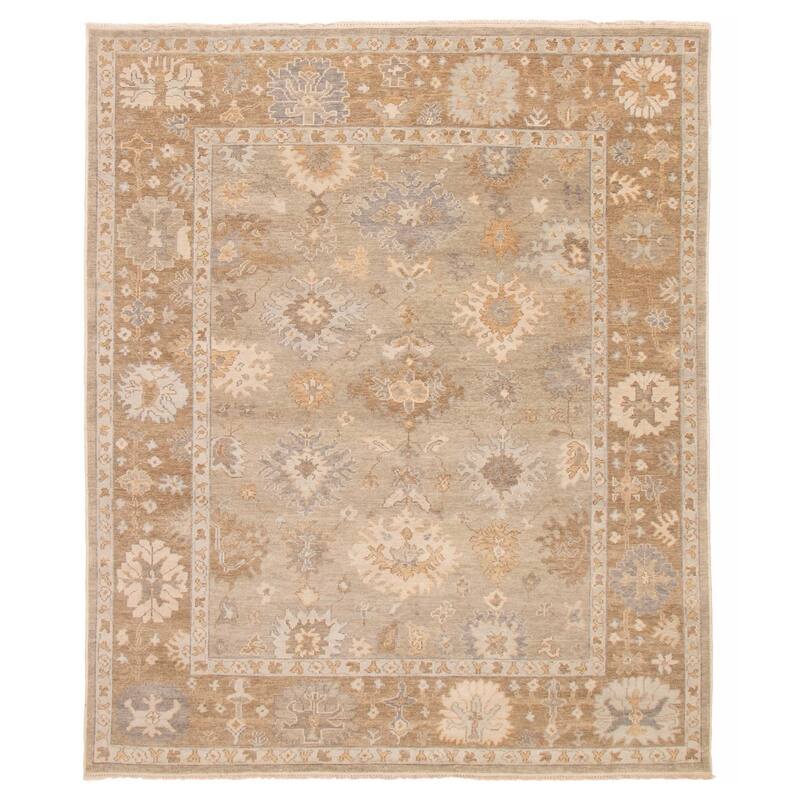 ECARPETGALLERY Hand-knotted Oushak Light Grey Wool Rug - 8'1 x 9'11 - Light Grey - 8'1 x 9'11