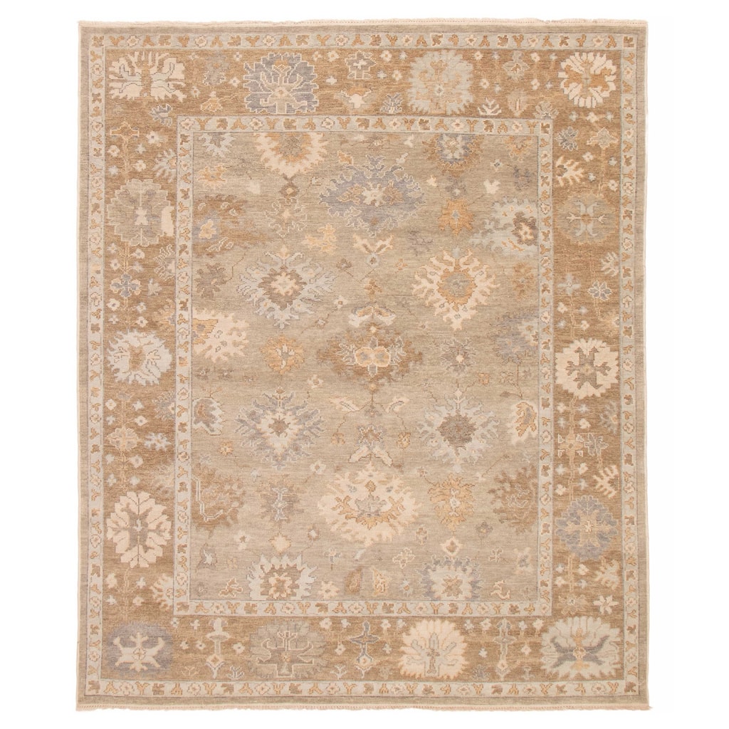ECARPETGALLERY Hand-knotted Oushak Light Grey Wool Rug - 8'1 x 9'11