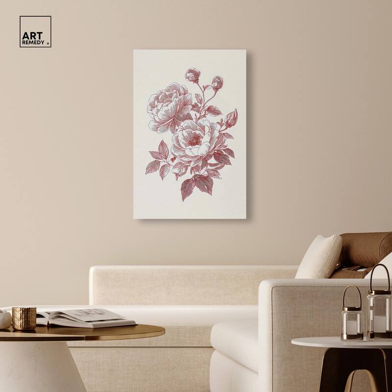 Breezy Red Pencil Blooms Canvas by Art Remedy, Gallery Wrapped