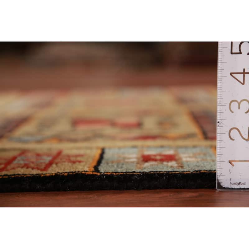 Hand Knotted Oriental 100% Wool Carpet Traditional Tribal Yellow & Gold Heriz (serapi) Runner Rug - 10' 0'' X 4' 1''