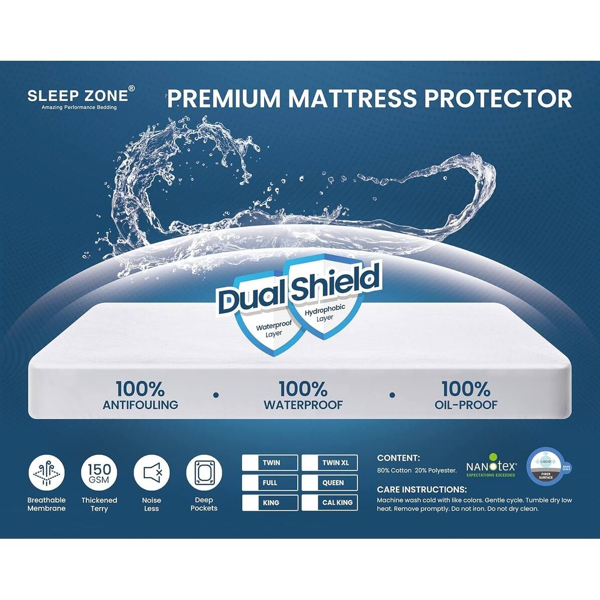 SLEEP ZONE Waterproof Mattress Protector Bed Bath & Beyond 40198500