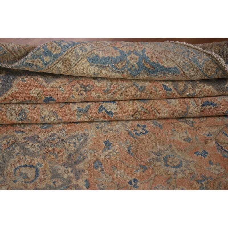 Hand Knotted Oriental 100% Wool Carpet Traditional Floral Oranges & Rust Mashad Area Rug - 10' 2'' X 6' 9''