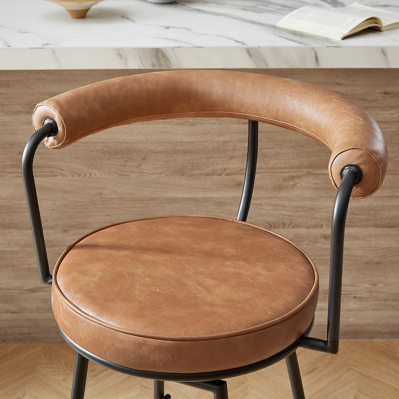Art Leon Faux Leather Upholstery Swivel Barstool